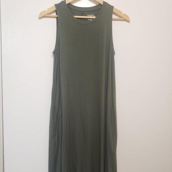 Time and True Green Sleeveless T-Shirt Dress w/ Pockets – Size S - Picture 1 of 3